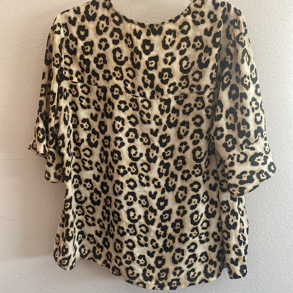 Sanctuary Womens Cheetah Top V Neck Short Sleeves Printed Elastic 1X - Picture 9 of 13